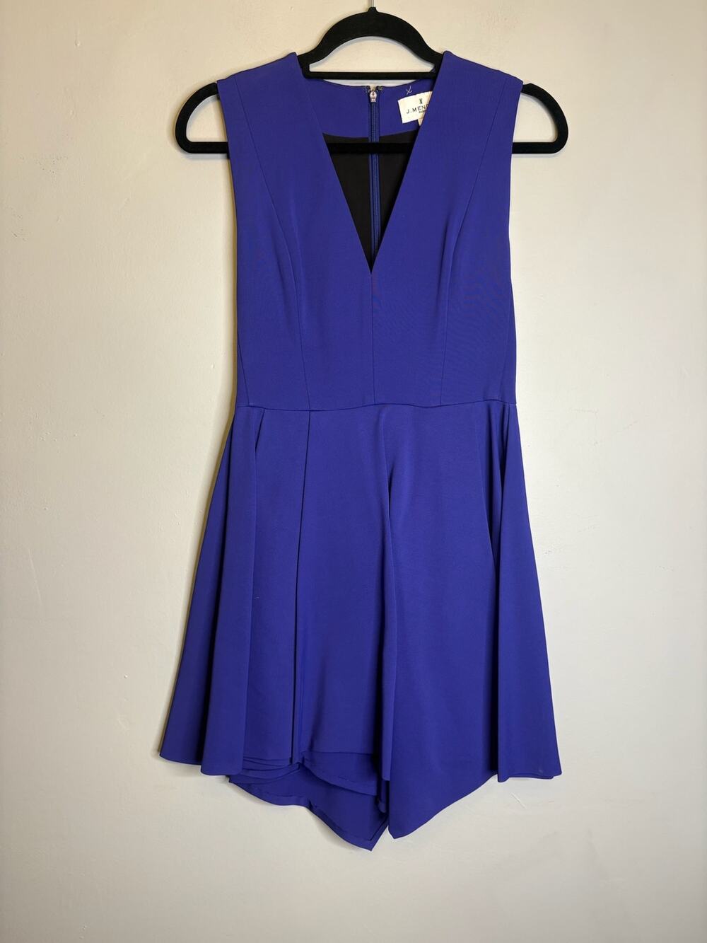 J. Mendel Paris Purple Silk V-Neck Sleeveless Cocktail Mini Dress Size 2